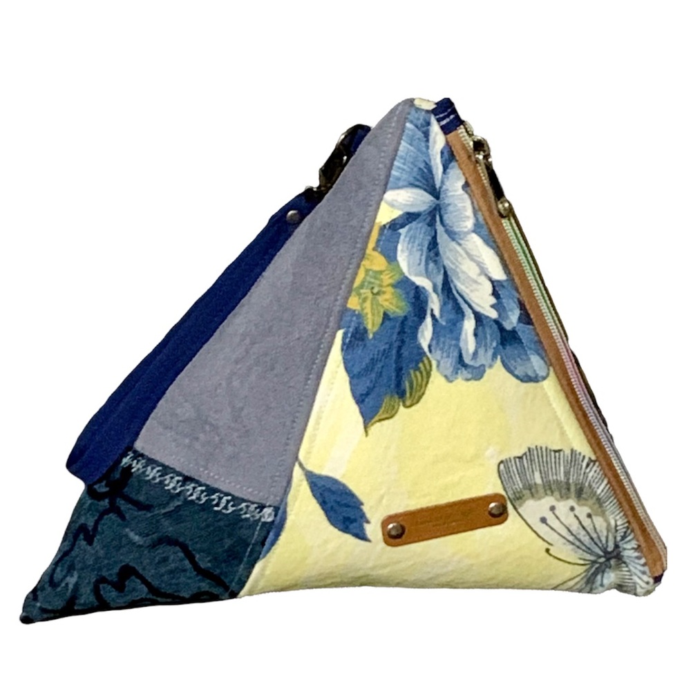 HAND CRAFTED ⭐️HP! Butterfly Pyramid Bag With Butterfly Floral & Faux Suede